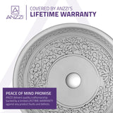 ANZZI Cadence Series 16.1-in Round Bathroom Vessel Sink, Décor White, Deco-Glass, Pop-Up Drain Included