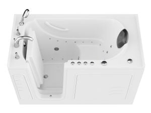 Universal Tubs HD Series 60 in. Right Drain Quick Fill Walk-In Whirlpool Bath Tub with Powered Fast Drain – White