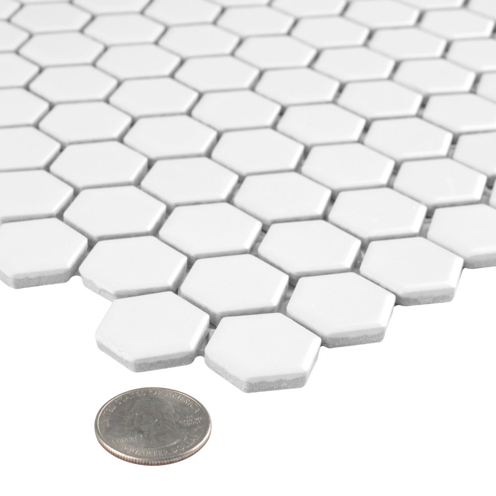 Merola Tile Metro Hex Matte White 10-1/4 in. x 11-7/8 in. x 5 mm Porcelain Mosaic Tile (8.65 sq. ft. / Case)