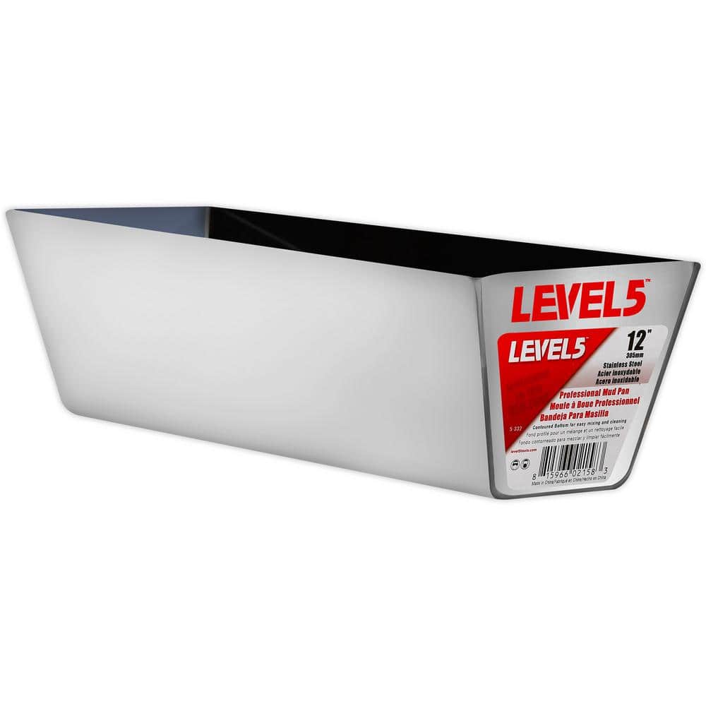Level 5 12 in. Stainless Steel Mud Pan with Curved Bottom