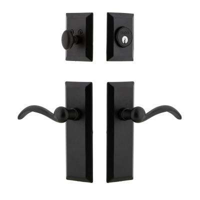 Grandeur 
    Carre Vintage Brass 1-Piece Door Handleset with D Grip and Georgetown Lever - Super Arbor