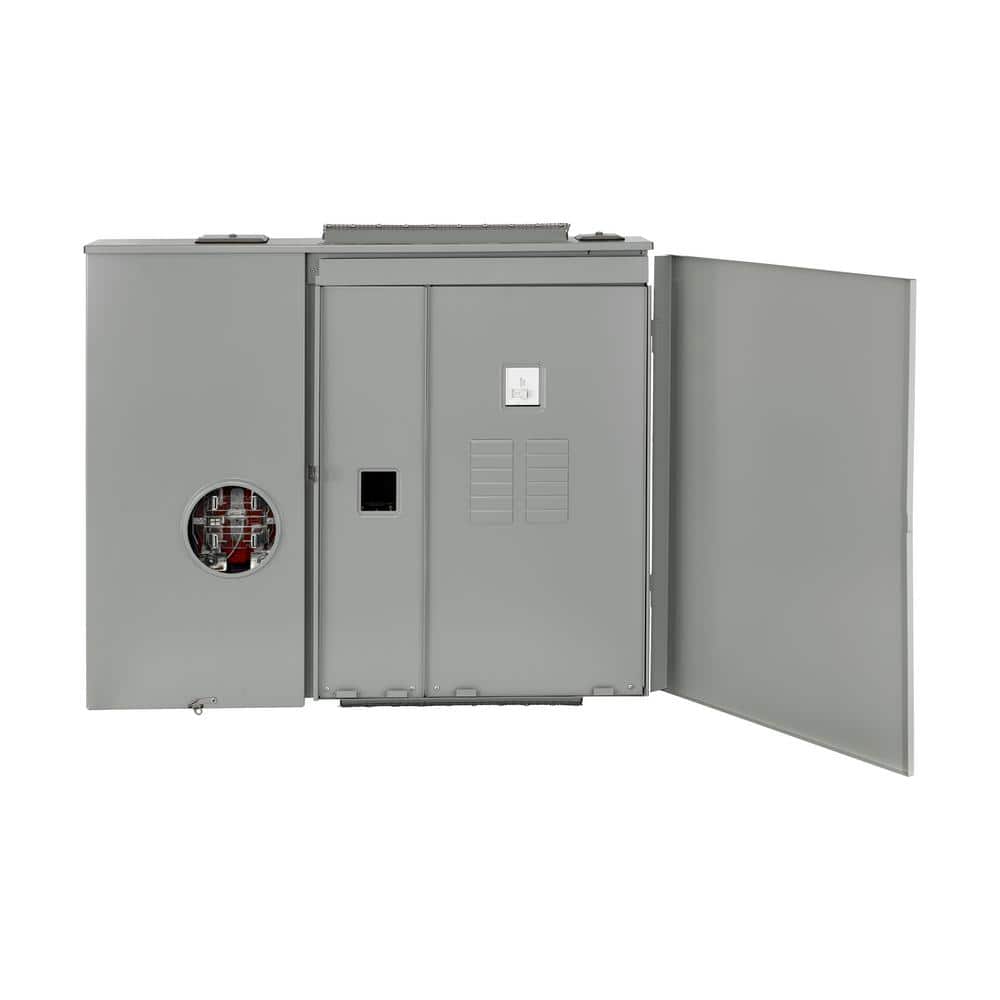 Leviton 400 Amp Outdoor Meter Main Combo, 12-Spaces, Ringless with Lever Bypass, Removable 5th Jaw Installed