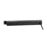 Leviton 12 Outlet (NEMA 5-15R) Horizontal Rack Mount Surge Protective Power Distribution Unit with NEMA 5-15P Plug, Black