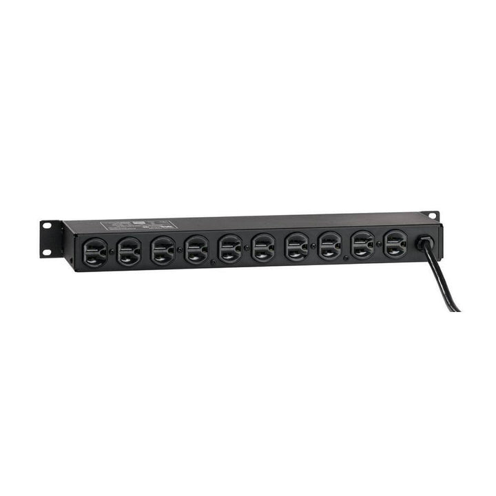 Leviton 12 Outlet (NEMA 5-15R) Horizontal Rack Mount Surge Protective Power Distribution Unit with NEMA 5-15P Plug, Black