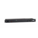 Leviton 12 Outlet (NEMA 5-15R) Horizontal Rack Mount Surge Protective Power Distribution Unit with NEMA 5-15P Plug, Black
