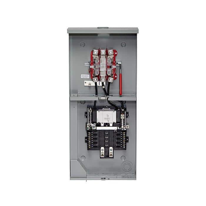 Leviton 200 Amp Outdoor Meter Main Combo, 8-Spaces, Ringless with Lever Bypass, 5th Jaw Installed