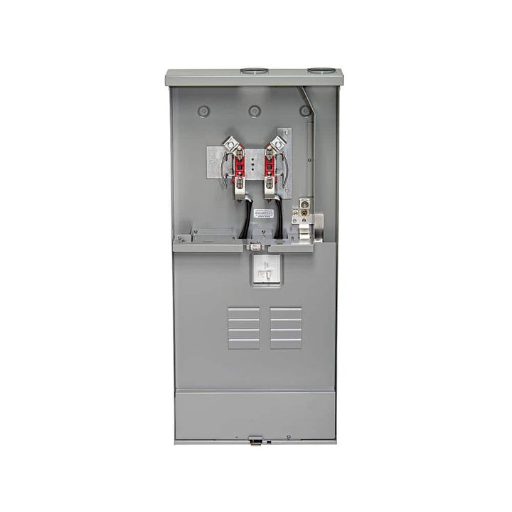 Leviton 200 Amp Outdoor Meter Main Combo, 8 Spaces, Ringless with Internal Trough