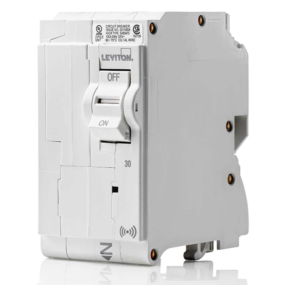 Leviton Smart Branch Circuit Breaker, Standard 2-Pole 30 Amp 120-Volt/240-Volt 10kA Interrupt Rating