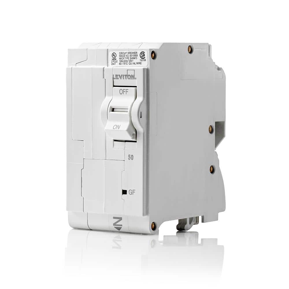 Leviton "Leviton Branch Circuit Breaker, GFCI, 2-Pole, 50 Amp, 120-Volt/240-Volt and 120-Volt/208-Volt"