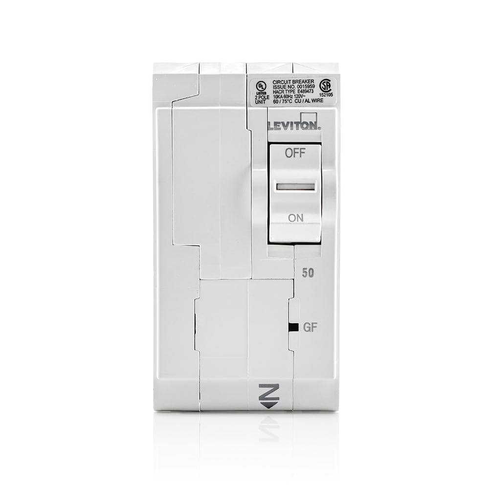 Leviton "Leviton Branch Circuit Breaker, GFCI, 2-Pole, 50 Amp, 120-Volt/240-Volt and 120-Volt/208-Volt"