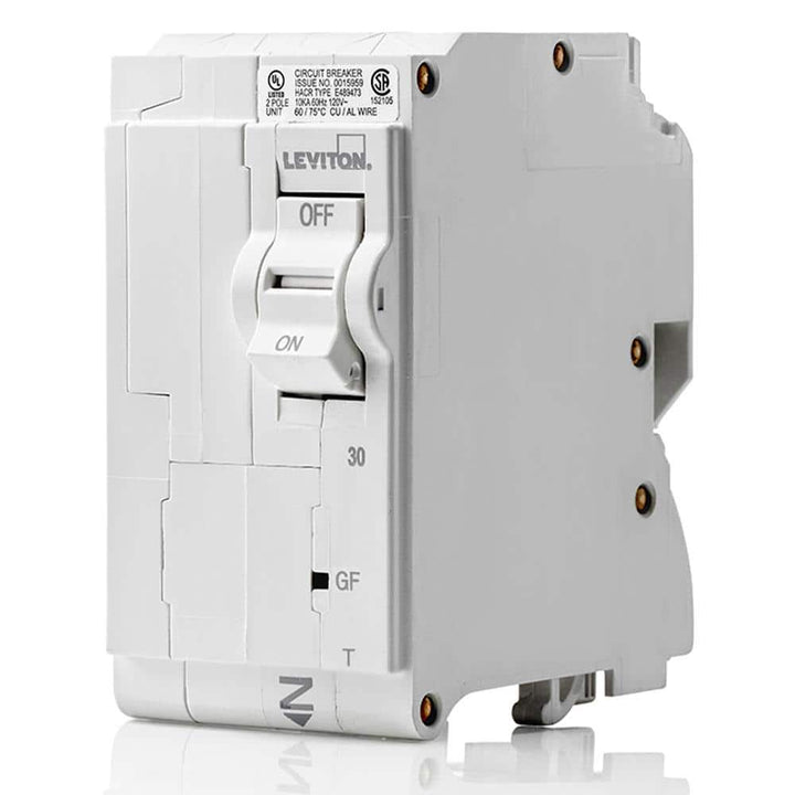 Leviton Branch Circuit Breaker, GFCI 2-Pole 30 Amp, 120-Volt/240-Volt, Thermal Magnetic