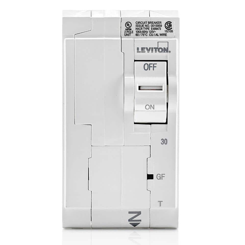 Leviton Branch Circuit Breaker, GFCI 2-Pole 30 Amp, 120-Volt/240-Volt, Thermal Magnetic