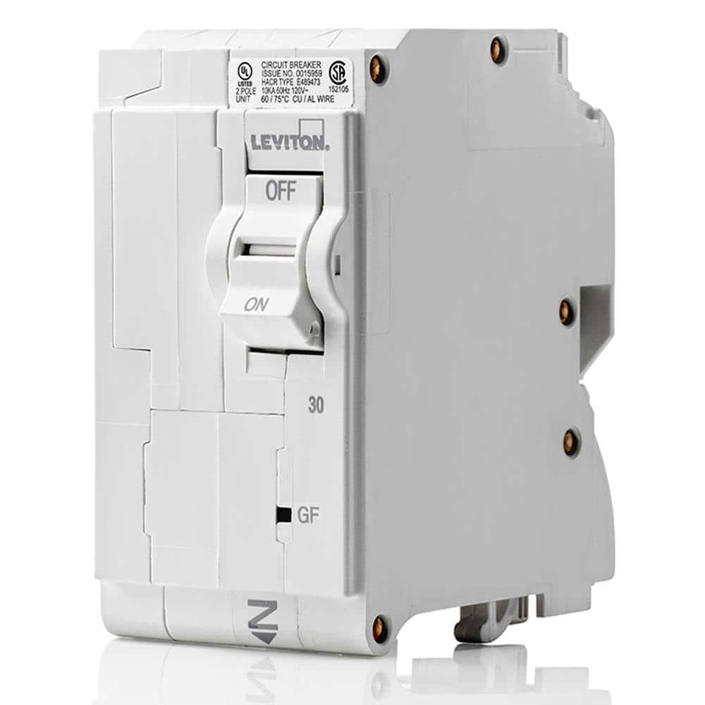 Leviton Branch Circuit Breaker, GFCI 2-Pole 30 Amp, 120-Volt/240-Volt, Thermal Magnetic