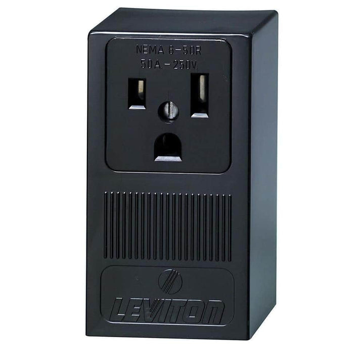 Leviton 5378 50 Amp Double Pole Single Outlet, Surface Mount, Black, NEMA 6-50R