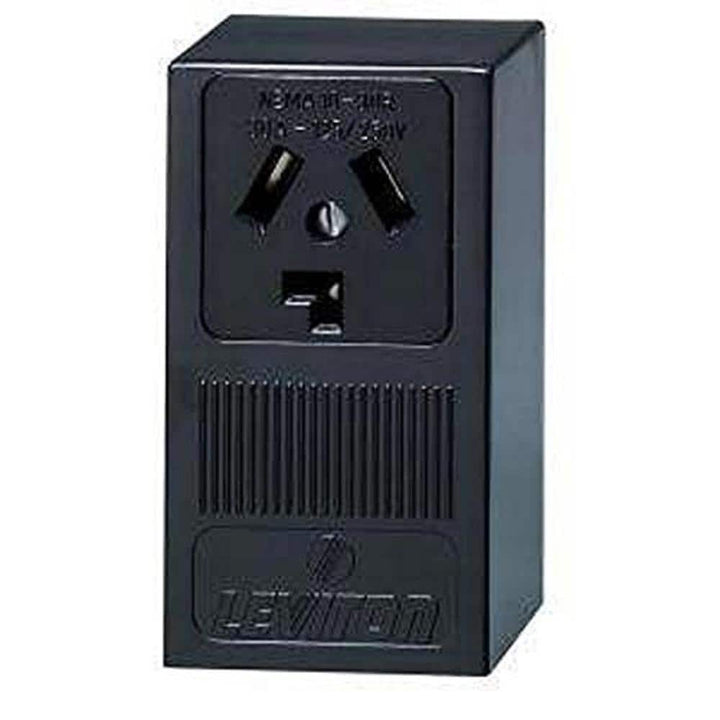 Leviton 30 Amp Surface-Mount Single Power Outlet, NEMA 10-30R, Black