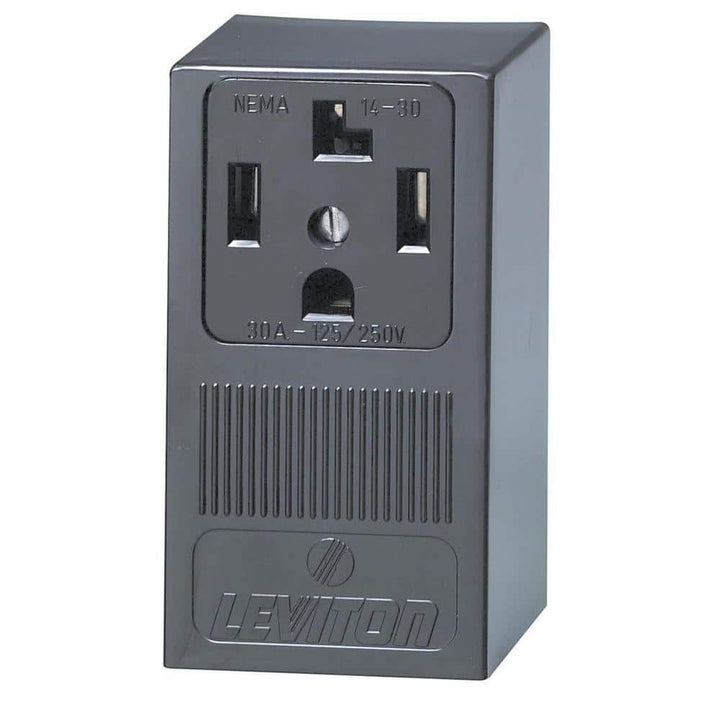 Leviton 30 Amp Surface-Mount Single Outlet, NEMA 14-30R, Black