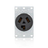 Leviton 30 Amp 125-Volt/250-Volt Shallow Single Flush Mounted Outlet, Black