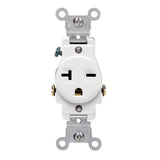Leviton 20 Amp Commercial Grade Double-Pole Single Outlet, White (NEMA 6-20R, 250V)