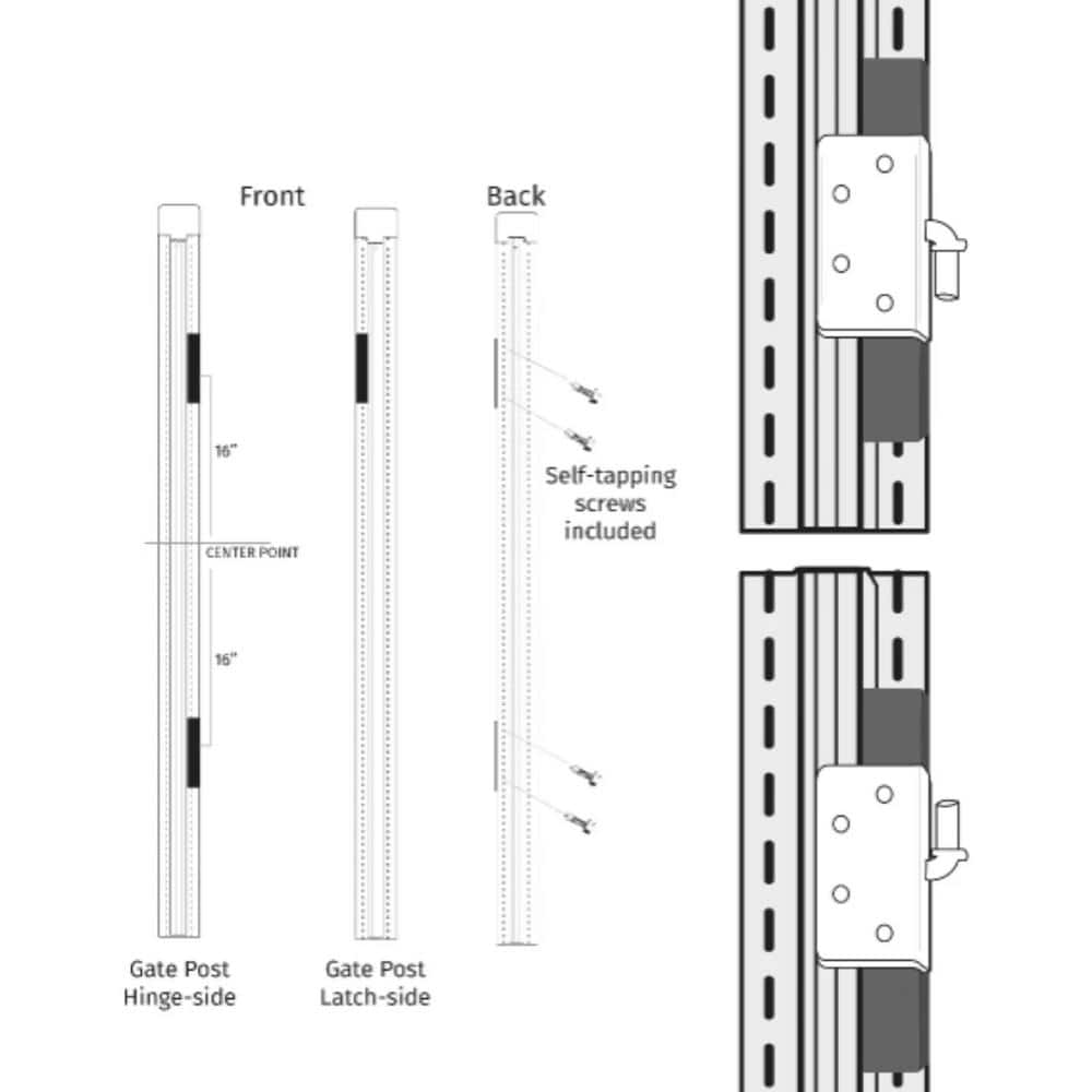 LIFETIME STEEL POST 7 in. x 6 in. x 2 in. LTP Hinge/Latch Gate Adapter Kit