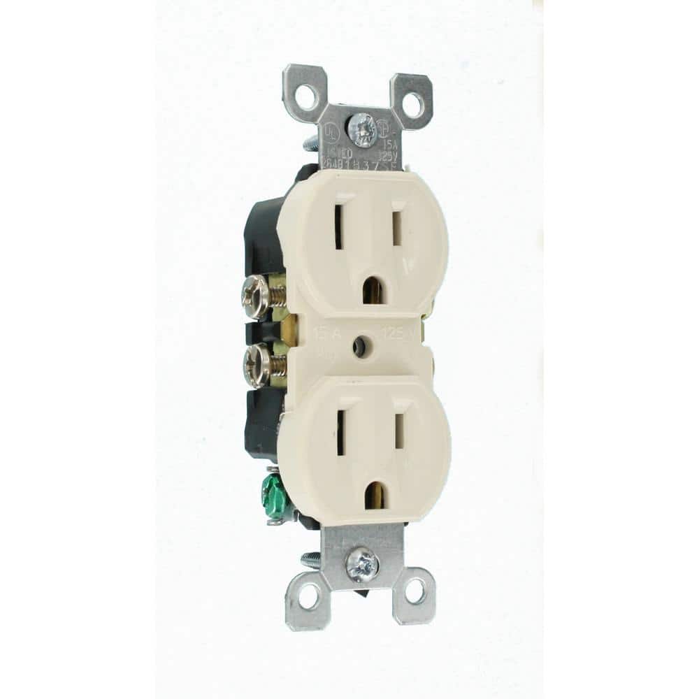 Leviton 15 Amp Residential Grade Grounding Duplex Outlet, Light Almond (10-Pack)