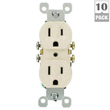 Leviton 15 Amp Residential Grade Grounding Duplex Outlet, Light Almond (10-Pack)