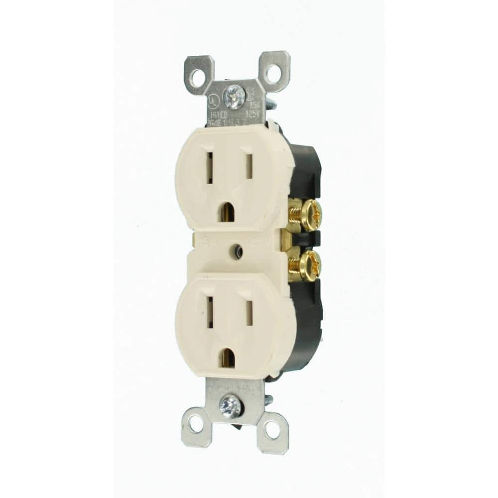 Leviton 15 Amp Residential Grade Grounding Duplex Outlet, Light Almond (10-Pack)