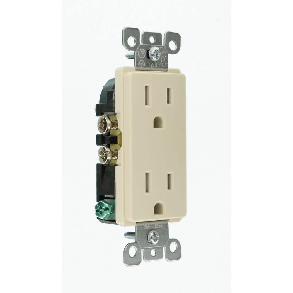 Leviton Decora 15 Amp Tamper-Resistant Duplex Outlet, Light Almond (10-Pack)