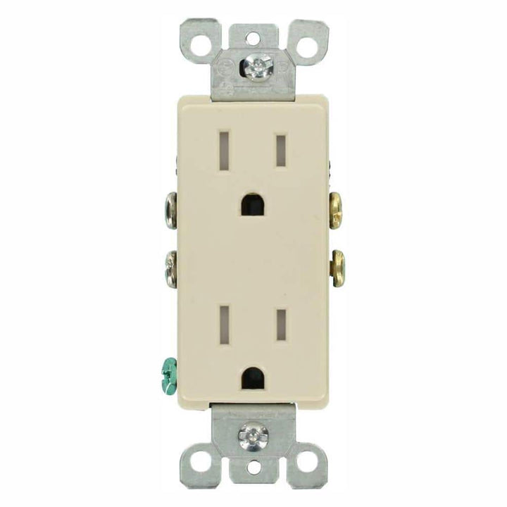 Leviton Decora 15 Amp Tamper-Resistant Duplex Outlet, Light Almond (10-Pack)