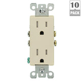 Leviton Decora 15 Amp Tamper-Resistant Duplex Outlet, Light Almond (10-Pack)
