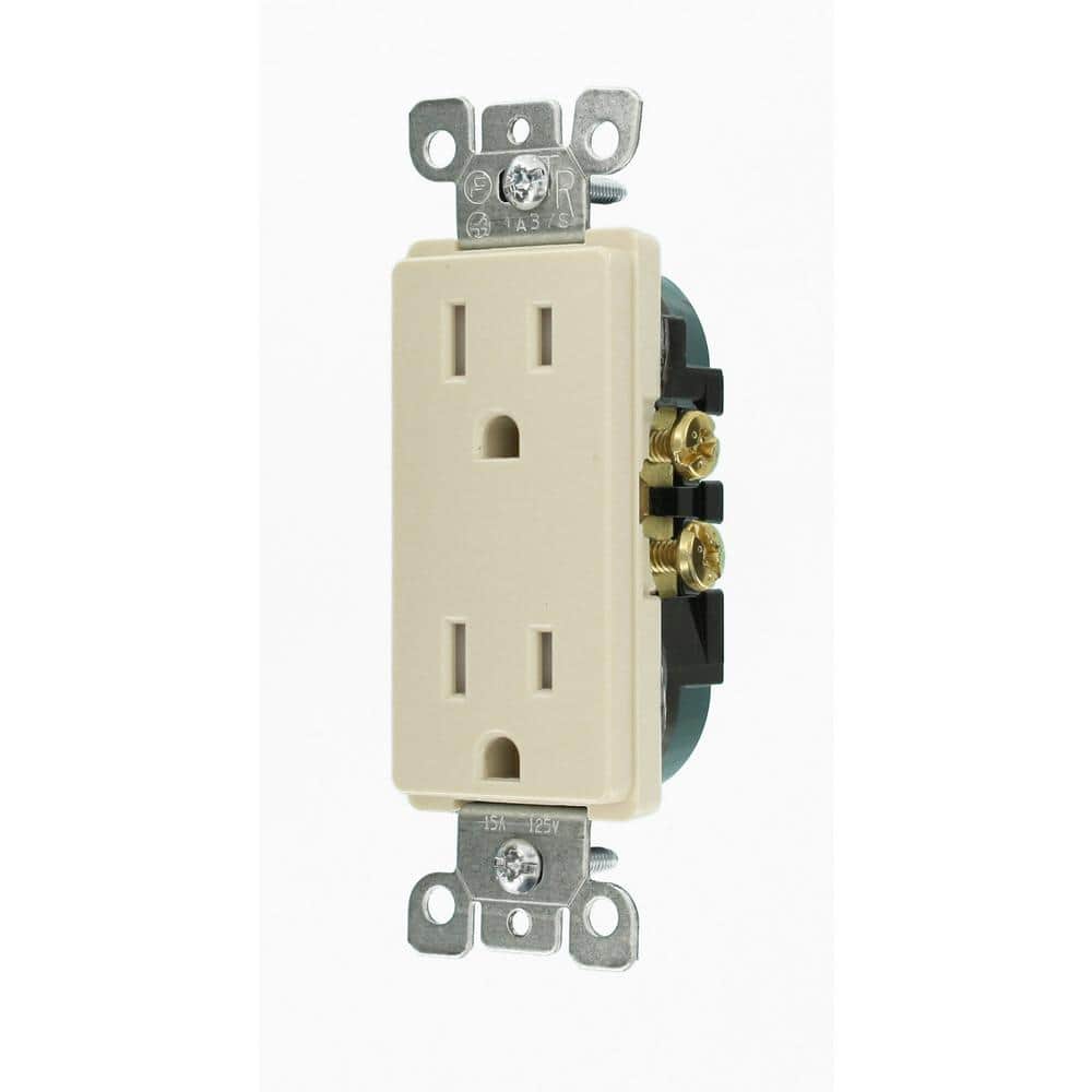 Leviton Decora 15 Amp Tamper-Resistant Duplex Outlet, Light Almond (10-Pack)