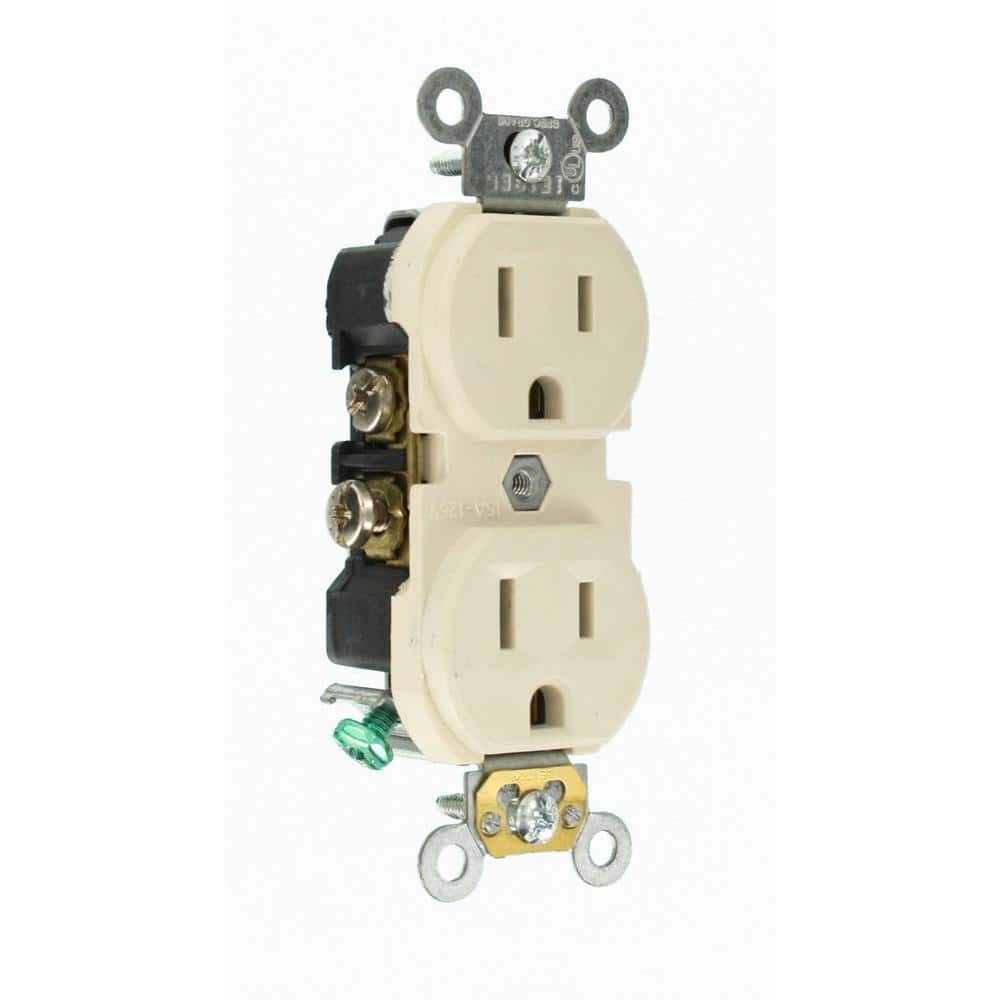 Leviton 15 Amp Commercial Grade Duplex Outlet, Light Almond