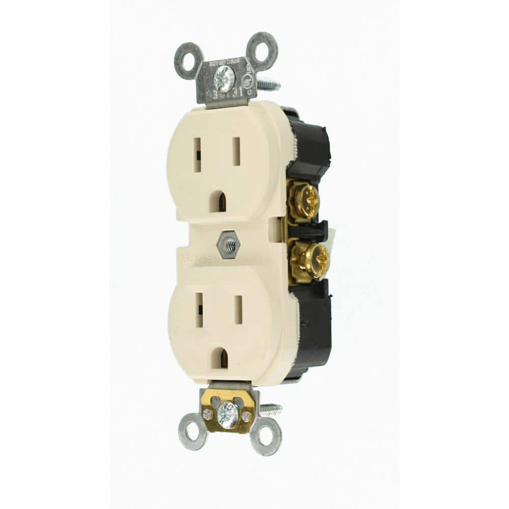 Leviton 15 Amp Commercial Grade Duplex Outlet, Light Almond