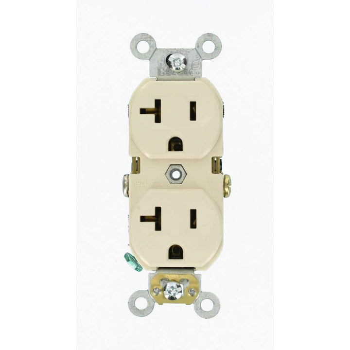 Leviton 20 Amp Commercial Grade Duplex Outlet, Light Almond, NEMA 5-20R