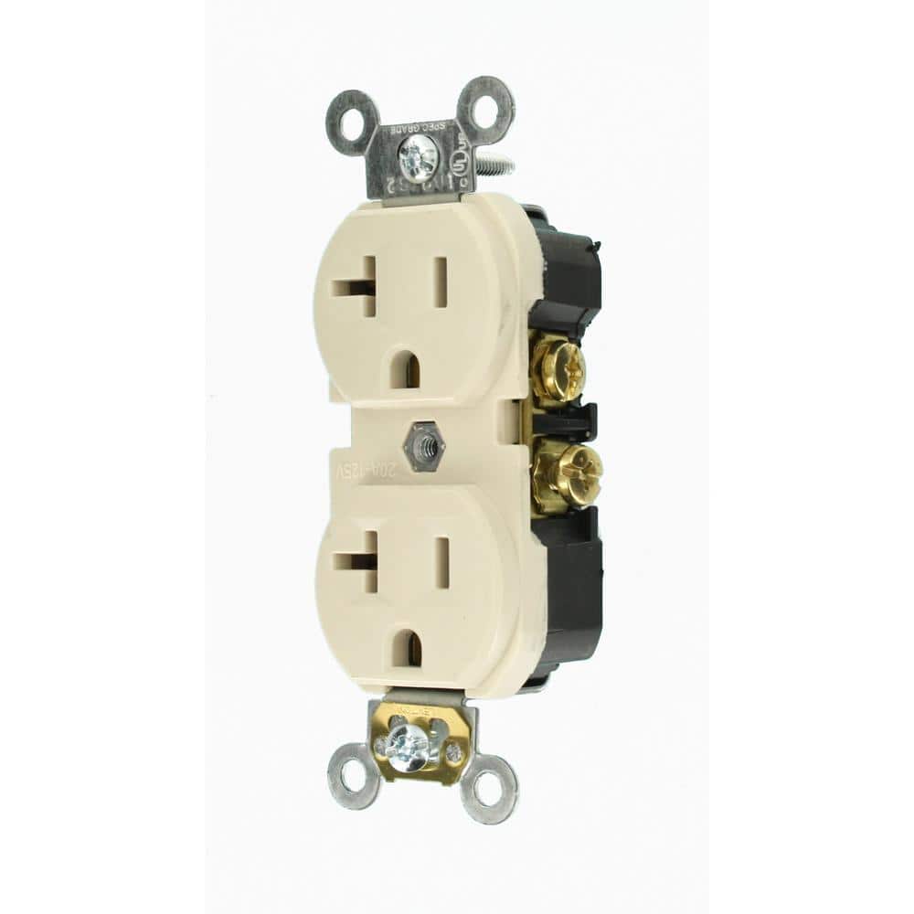Leviton 20 Amp Commercial Grade Duplex Outlet, Light Almond, NEMA 5-20R