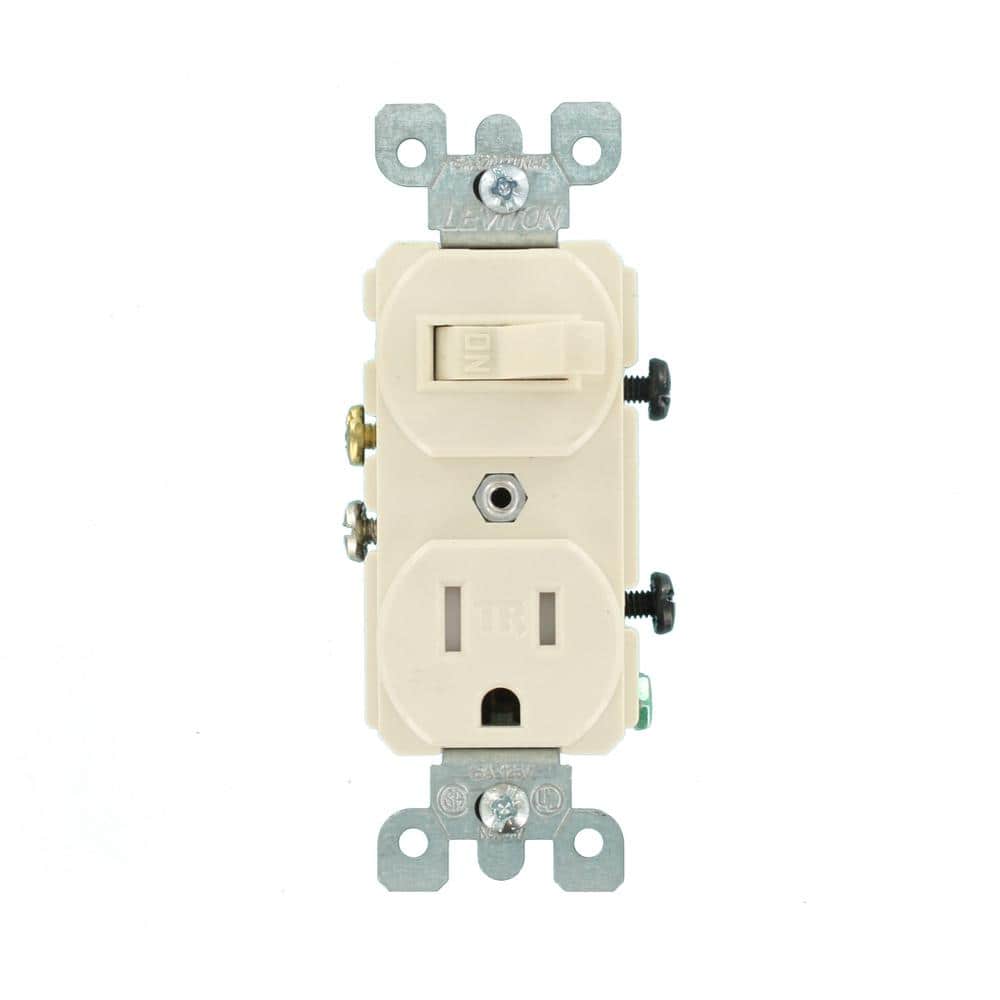 Leviton 15 Amp Tamper-Resistant Combination Switch/Outlet, Light Almond