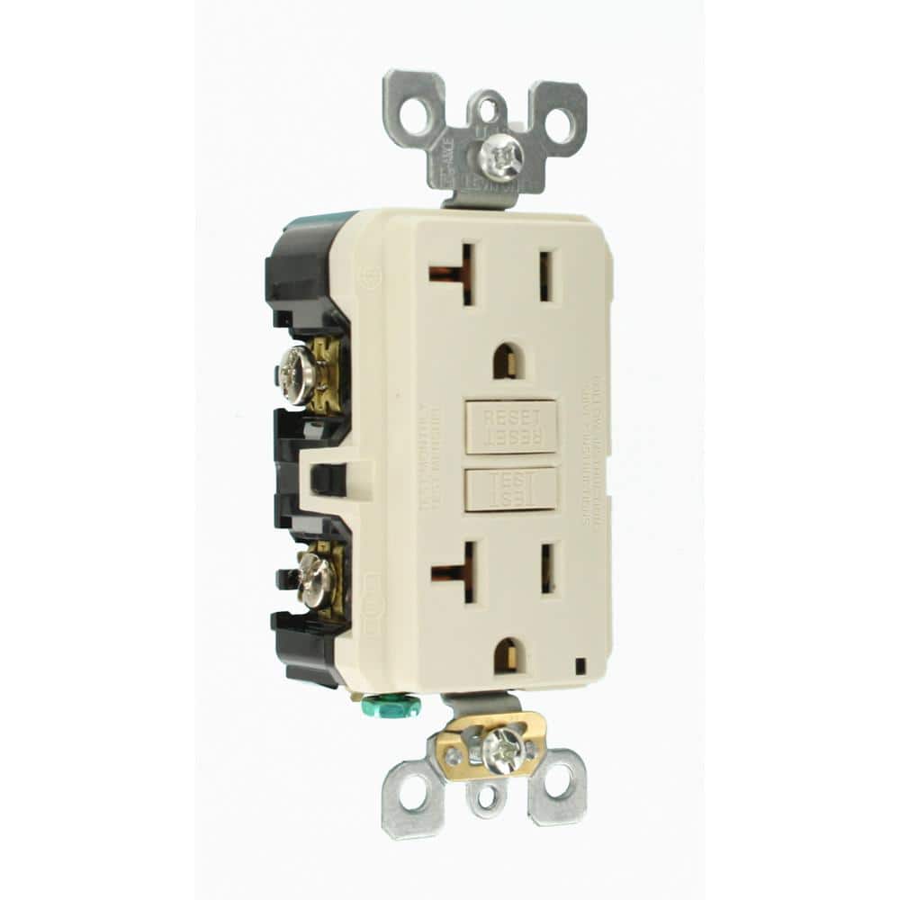 Leviton 20 Amp Self-Test SmartlockPro Slim Duplex GFCI Outlet, Light Almond