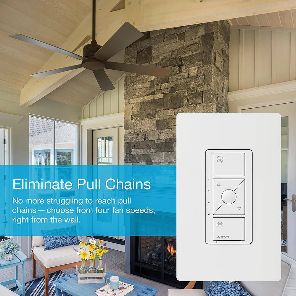 Lutron Caseta Smart Fan Speed Control, for Pull Chain Fans, 1.5-Amp/Single Pole, Light Almond (PD-FSQN-LA)