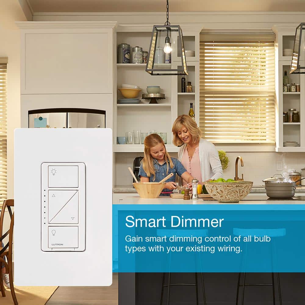 Lutron Caseta Smart Dimmer Switch for Wall & Ceiling Lights, 150W LED, Light Almond (PD-6WCL-LA)