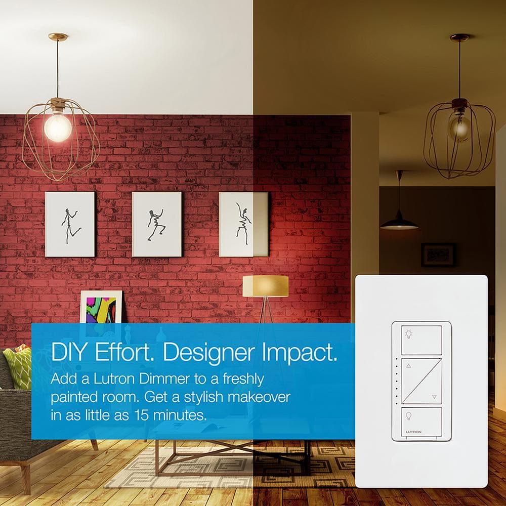 Lutron Caseta Smart Dimmer Switch for Wall & Ceiling Lights, 150W LED, Light Almond (PD-6WCL-LA)