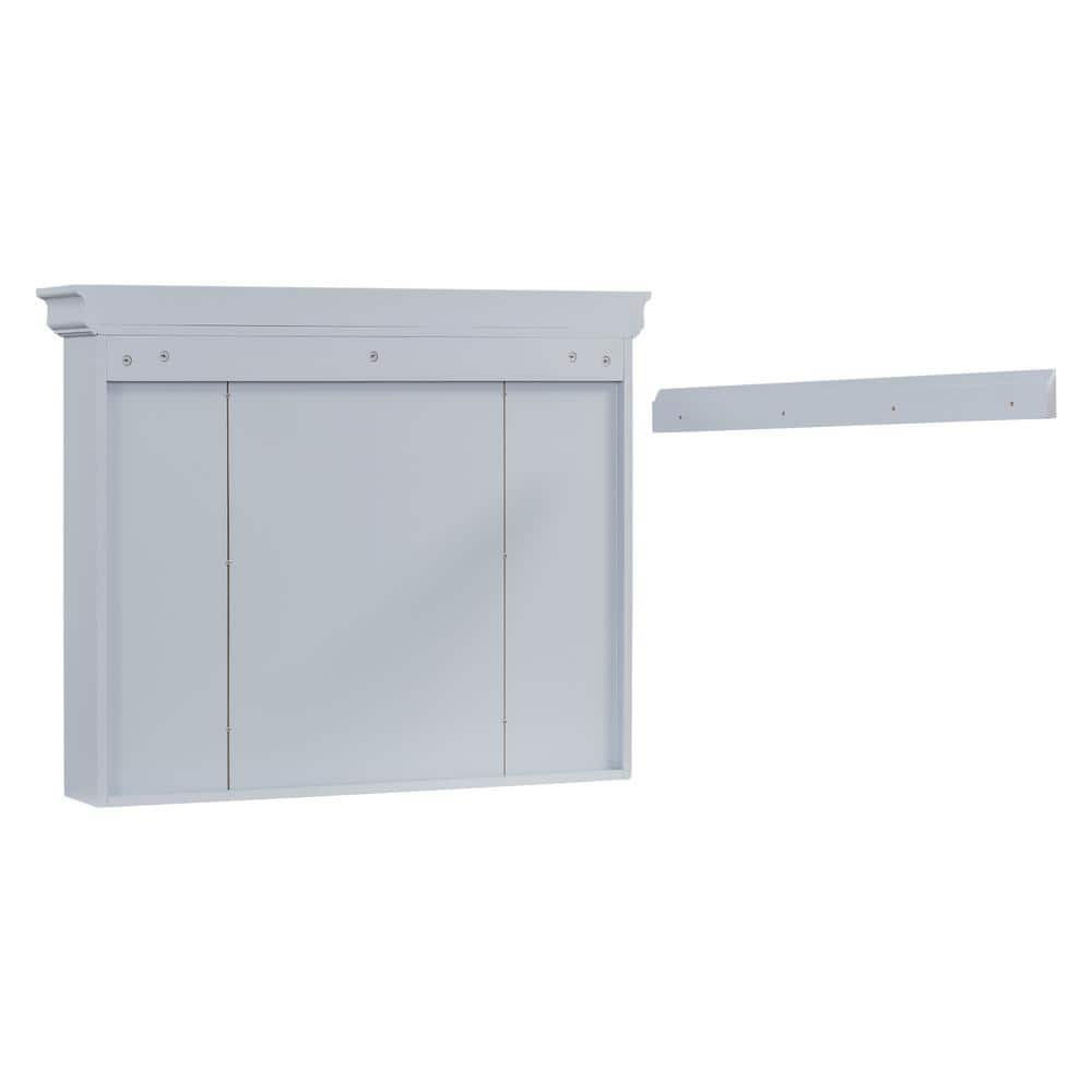 Light Blue 35 in. W x 28 in. H Rectangular Bathroom Medicine Cabinet with Mirror, Wall Mirror Cabinet with Open Shelves