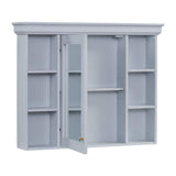 Light Blue 35 in. W x 28 in. H Rectangular Bathroom Medicine Cabinet with Mirror, Wall Mirror Cabinet with Open Shelves