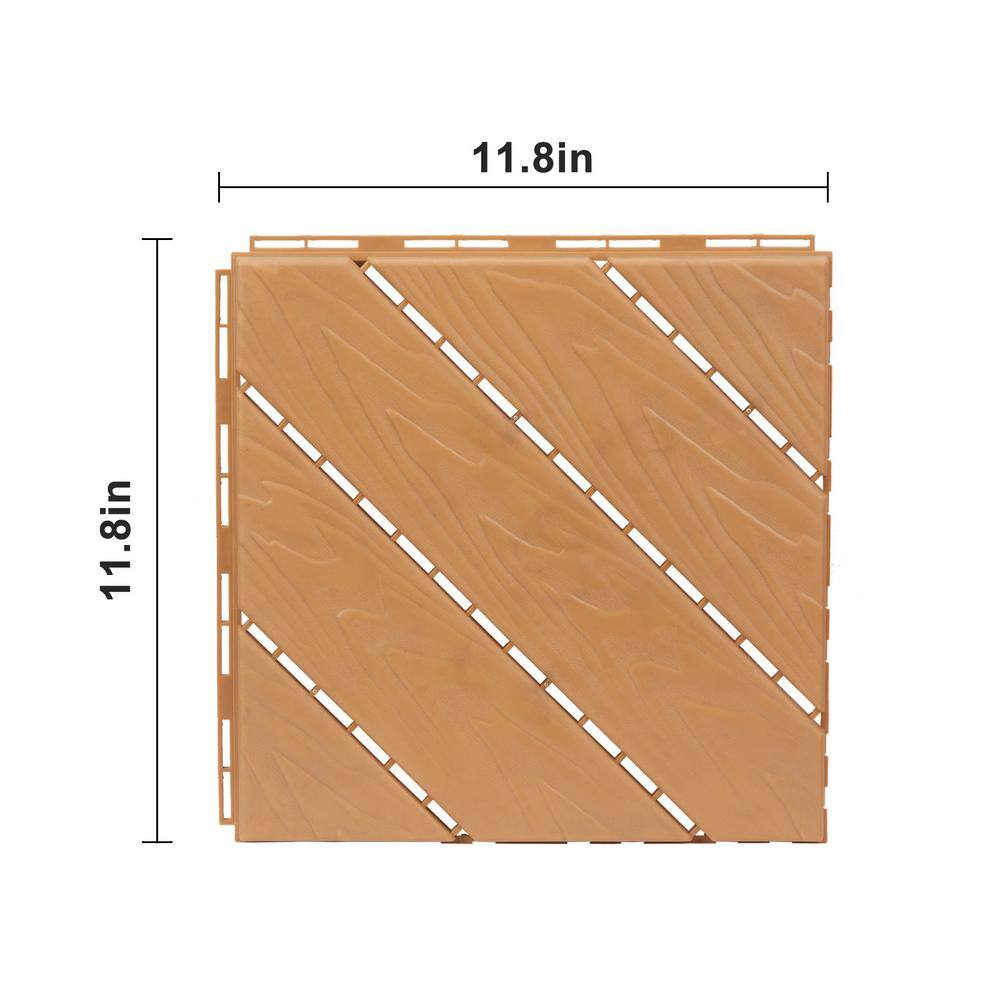 Karl home 0.98 ft. x 0.98 ft. Brown Plastic Deck Tile (27 Per Case)
