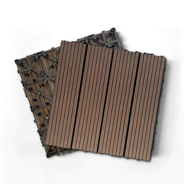 Tidoin Outdoor 1 ft. x 1 ft. Composite Deck Tile in Light Brown(20 Per Box)