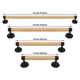 Angel Sar 3 ft. Wood Modern Stair Hand Railing with Black Sturdy Metal Brackets for Elderly Kids