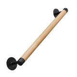 Angel Sar 3 ft. Wood Modern Stair Hand Railing with Black Sturdy Metal Brackets for Elderly Kids