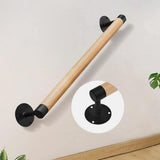 Angel Sar 3 ft. Wood Modern Stair Hand Railing with Black Sturdy Metal Brackets for Elderly Kids