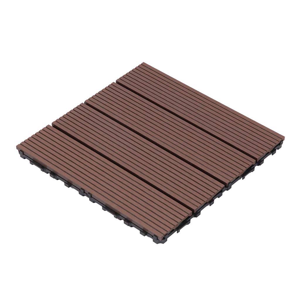 Afoxsos 1 ft. x 1 ft. Light Coffee Plastic Composite Deck Tiles Set, All-Weather Resistant, Easy to DIY and Maintain (20-Pack)