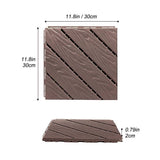 GOGEXX 12 in. W x 12 in. L Outdoor Diagonal Stripe Plastic Composite Flooring Deck Tiles (35 per box), Light Coffee