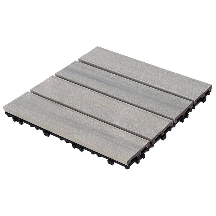 Afoxsos 1 ft. x 1 ft. Plastic Composite Interlocking Deck Tile Set, All-Weather Easy to DIY and Maintain, Light Grey (11-Pack)