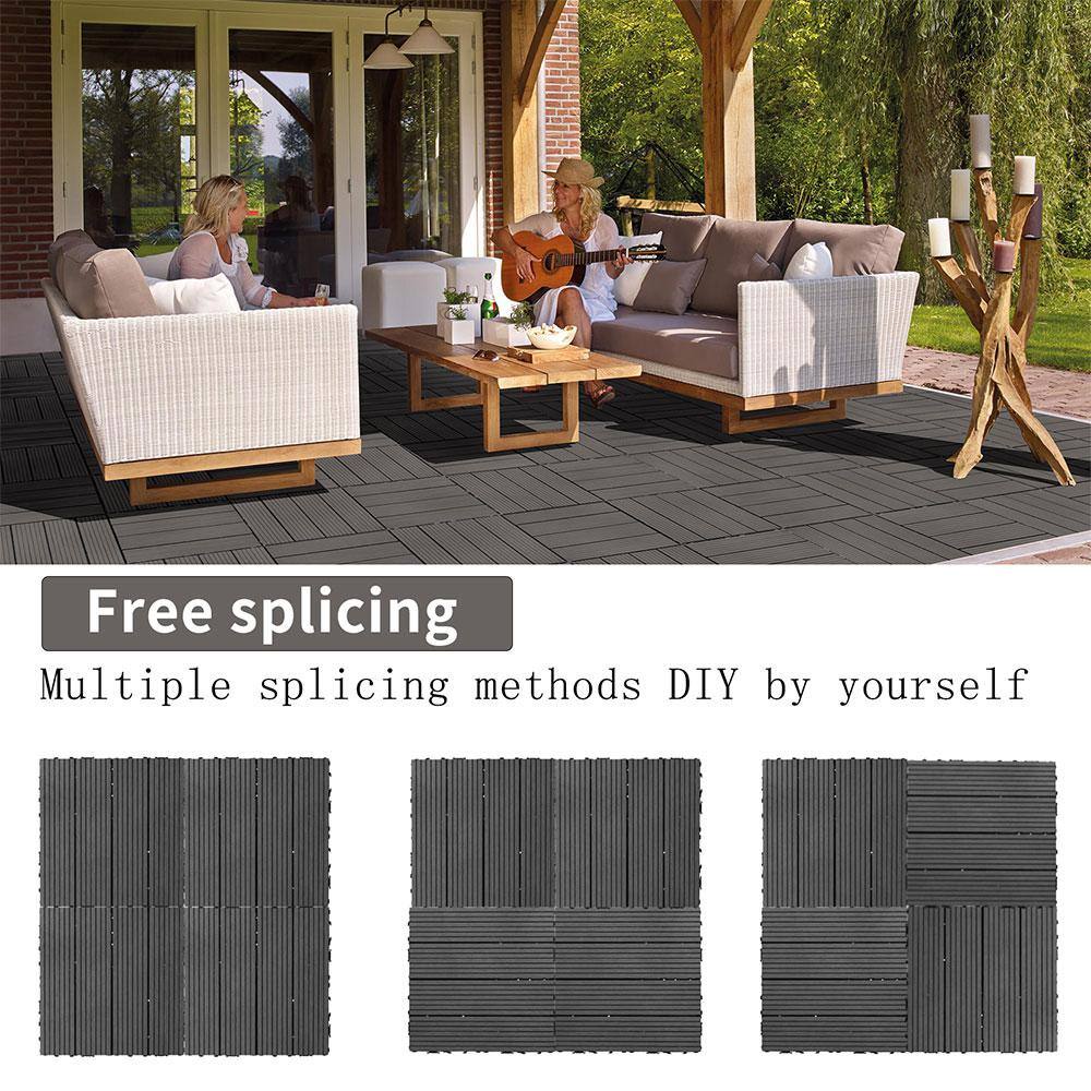 Afoxsos 1 ft. x 1 ft. Light Gray Plastic Composite Deck Tiles, All-Weather Proof and Rust Resistant, Easy to DIY (20-Pack)